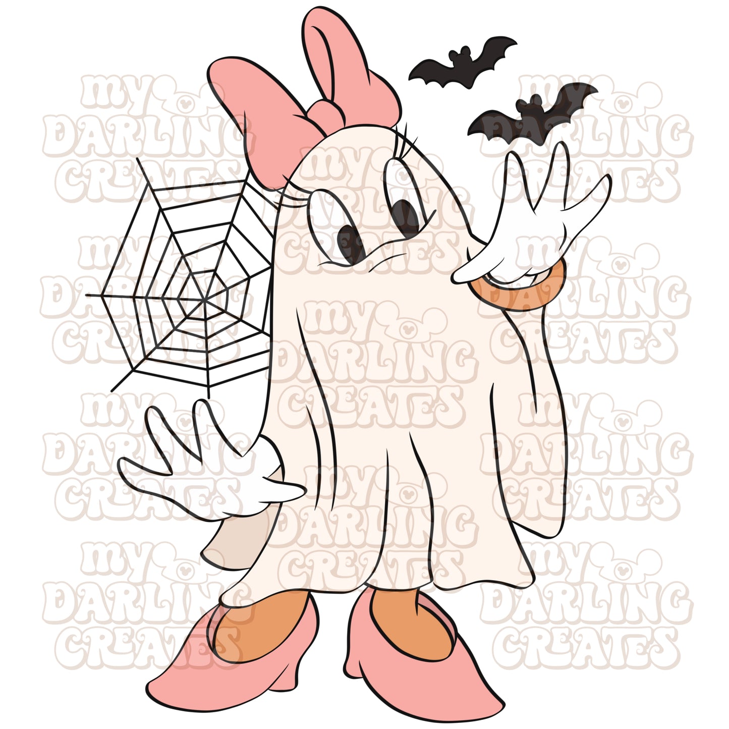 Ghost Daisy with Bats PNG